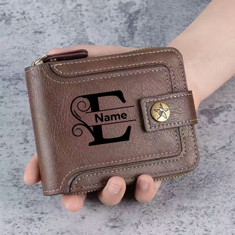 Personalized Name Box - Personalisierte Herren-Geldbörse - Individuell Gravierte Kunstleder-Brieftasche