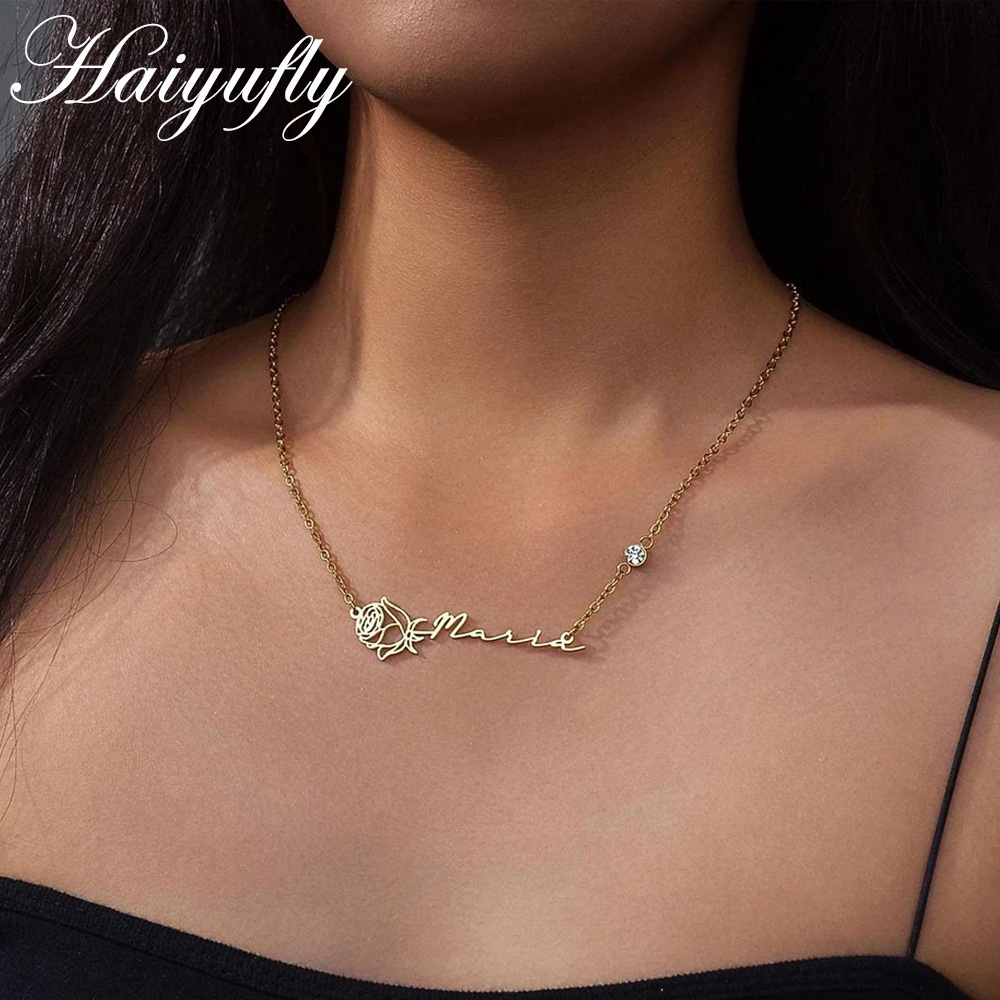 Birth Flower Necklace - Haiyufly personal isierte benutzer definierte Name